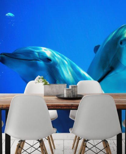 Two Dolphin Friends Smiling at Camera Wall Mural