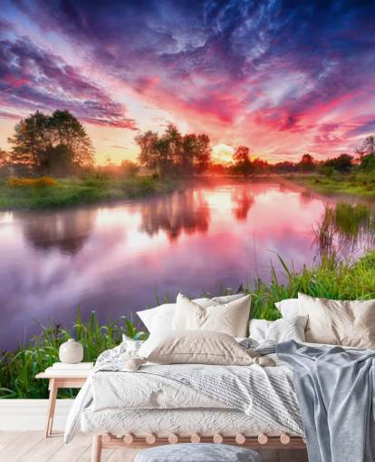 carta da parati rosa e viola tramonto cielo by river