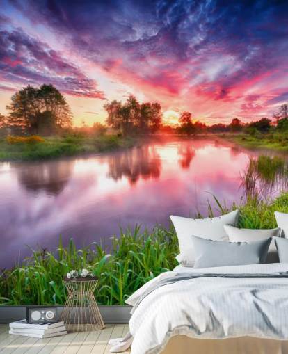 rosa und lila Sonnenuntergang Himmel von Fluss Tapete rosa und lila Sonnenuntergang Himmel von Fluss Tapete