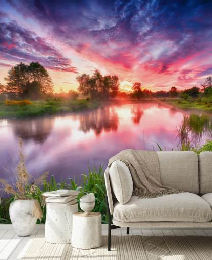 pink og lilla solnedgang himmel ved floden tapet pink og lilla solnedgang himmel ved floden tapet