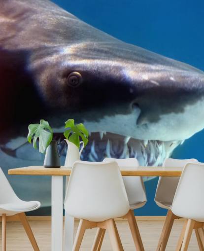 Skræmmende Shark Smile vægmaleri