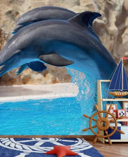 Fondo de pantalla Dos delfines en el zoológico