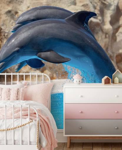 Carta da parati con due delfini nello zoo