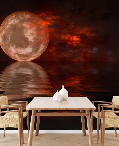 Glowing Red Moon with Orange and Red Skies at Night Wallpaper Glowing Red Moon with Orange and Red Skies at Night Wallpaper