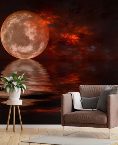 Glødende Red Moon med Orange og Rød Skies natten Baggrund Glødende Red Moon med Orange og Rød Skies natten Baggrund