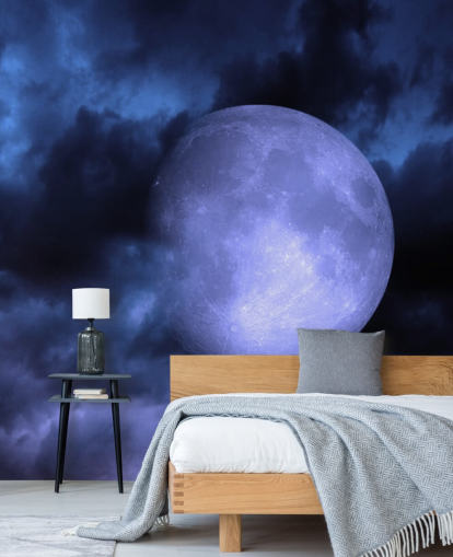 Papier Peint Lune Bleue dans le Ciel Bleu