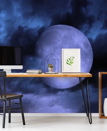 Blauer Mond im blauen Himmel Wallpaper