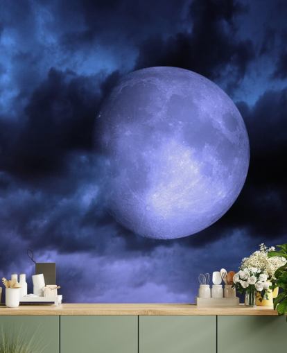 Fondo de pantalla de Luna azul en cielo azul Fondo de pantalla de Luna azul en cielo azul