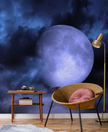 Blue Moon in Blue Sky Wallpaper