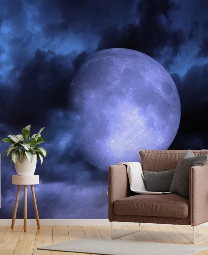 Fondo de pantalla de Luna azul en cielo azul Fondo de pantalla de Luna azul en cielo azul