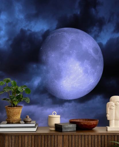 Blue Moon in Blue Sky Wallpaper