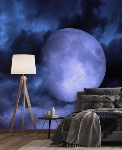 Papier Peint Lune Bleue dans le Ciel Bleu