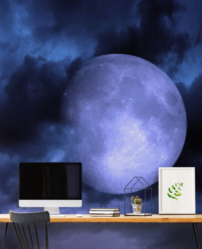 Blauer Mond im blauen Himmel Wallpaper