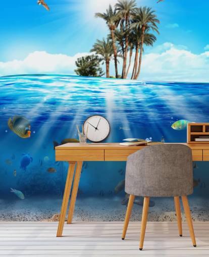 Decorazione murale sotto il mare e sul mare