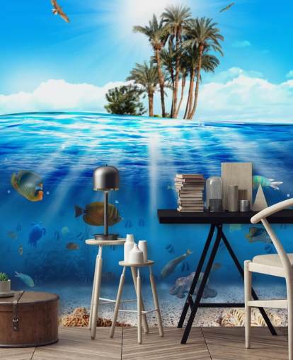 Peinture murale Sous la mer et au-dessus de la mer