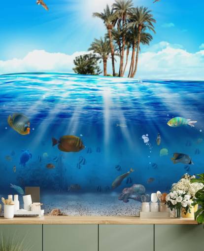 Decorazione murale sotto il mare e sul mare
