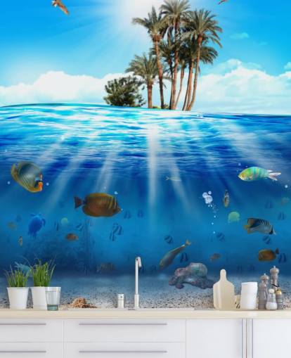 Unter dem Meer und über dem Meer Fototapete