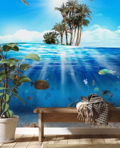Decorazione murale sotto il mare e sul mare