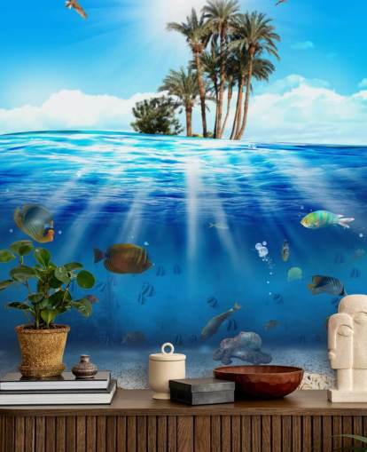 Decorazione murale sotto il mare e sul mare