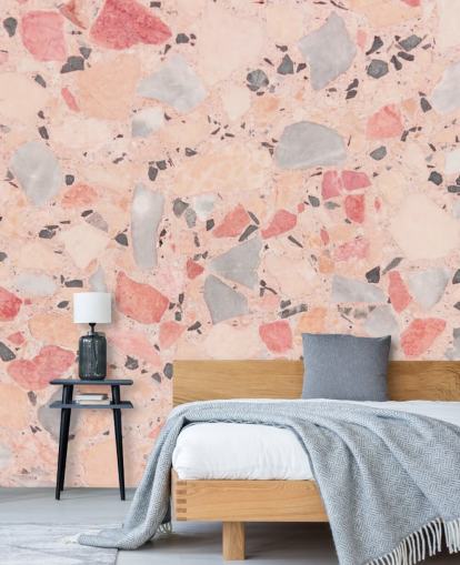 Pastel Pink, Blå Og Hvid Terrazzo Baggrund Pastel Pink, Blå Og Hvid Terrazzo Baggrund