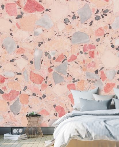 Pastelli vaaleanpunainen, sininen ja valkoinen Terrazzo Taustakuva