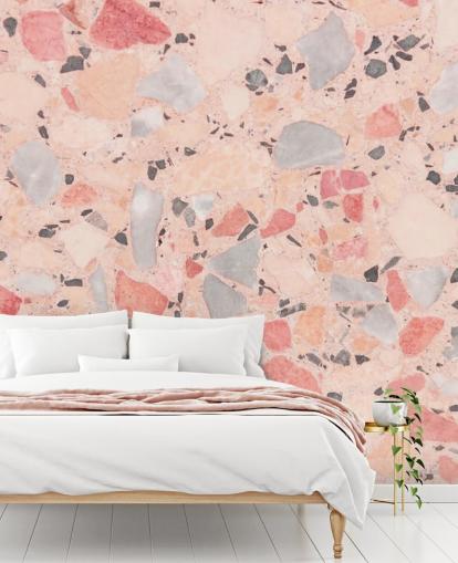 Pastelli vaaleanpunainen, sininen ja valkoinen Terrazzo Taustakuva