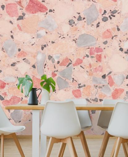 Pastel Pink, Blue and White Terrazzo Wallpaper Pastel Pink, Blue and White Terrazzo Wallpaper
