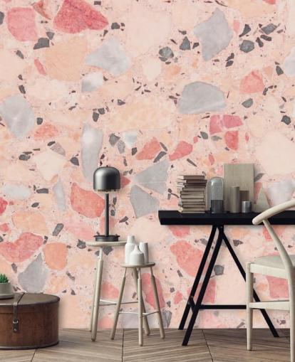 Pastel Pink, Blue and White Terrazzo Wallpaper Pastel Pink, Blue and White Terrazzo Wallpaper