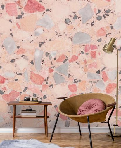 Pastel Pink, Blue and White Terrazzo Wallpaper Pastel Pink, Blue and White Terrazzo Wallpaper
