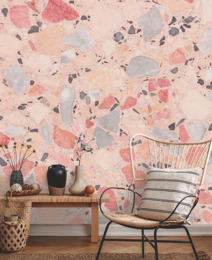 Pastell Rosa, Blå og Hvit Terrazzo Bakgrunn Pastell Rosa, Blå og Hvit Terrazzo Bakgrunn