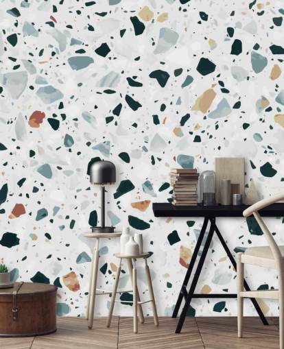 Brun, svart og blå flekkete Terrazzo Bakgrunn Brun, svart og blå flekkete Terrazzo Bakgrunn