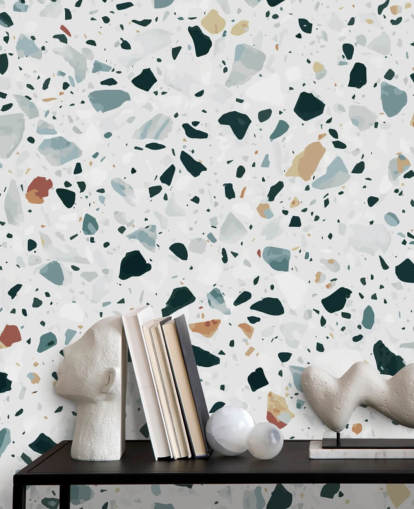 Braune, schwarze und blaue gesprenkelte Terrazzo-Tapete