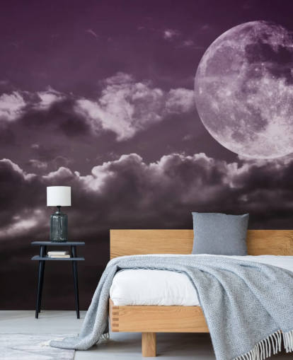 Mural Cielos morados y Luna gris Mural Cielos morados y Luna gris