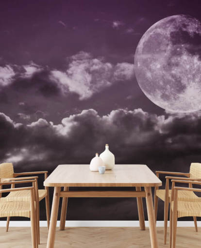 Lilla himmel og Grey Moon veggmaleri Lilla himmel og Grey Moon veggmaleri