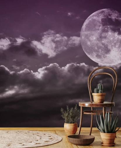 Purple Skies and Grey Moon mural