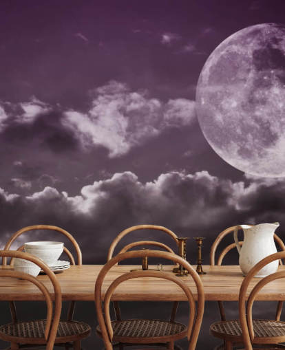 Purple Skies and Grey Moon mural