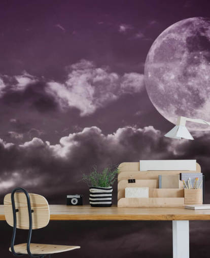 Purple Skies and Grey Moon mural
