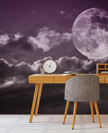 Lila Himmel und Grauer Mond Fototapete