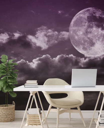 Lilla himmel og Grey Moon vægmaleri