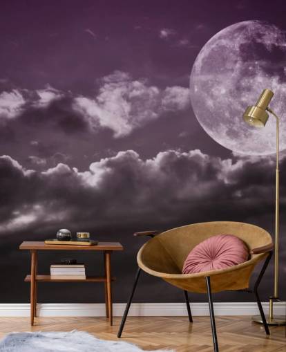 Lilla himmel og Grey Moon vægmaleri