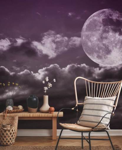 Purple Skies and Grey Moon mural