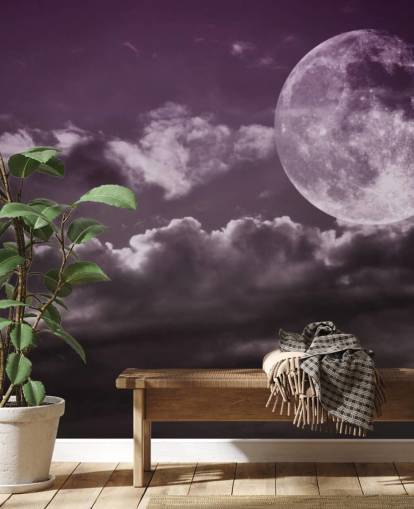 Lilla himmel og Grey Moon veggmaleri