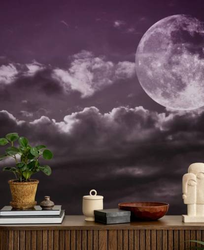 Lilla himmel og Grey Moon veggmaleri