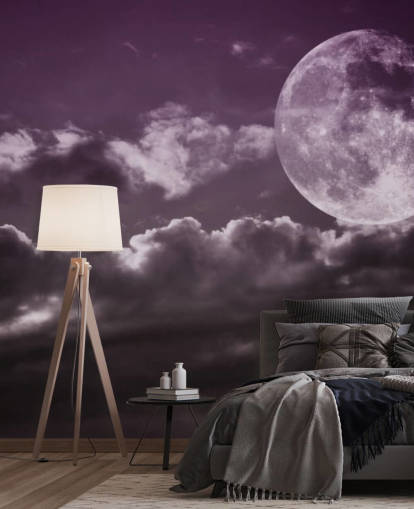 Lila Himmel und Grauer Mond Fototapete