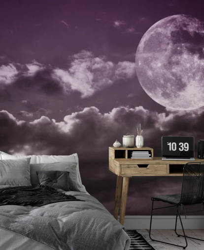 Lilla himmel og Grey Moon vægmaleri Lilla himmel og Grey Moon vægmaleri