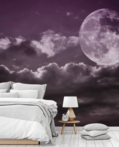Purple Skies and Grey Moon mural