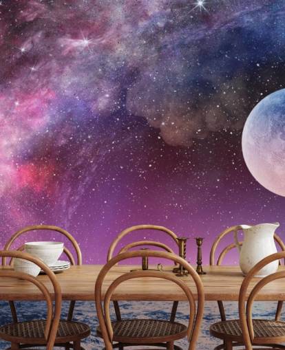 Fondo de Pantalla de Cielos, Luna y Estrellas Morados