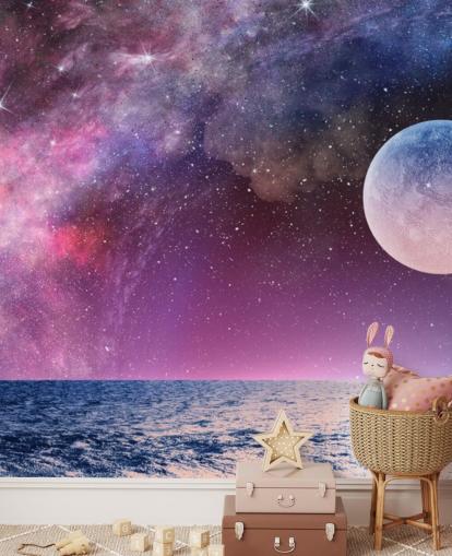 Purple Skies, Moon and Stars Wallpaper