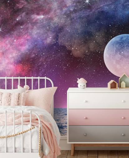 Fondo de Pantalla de Cielos, Luna y Estrellas Morados Fondo de Pantalla de Cielos, Luna y Estrellas Morados