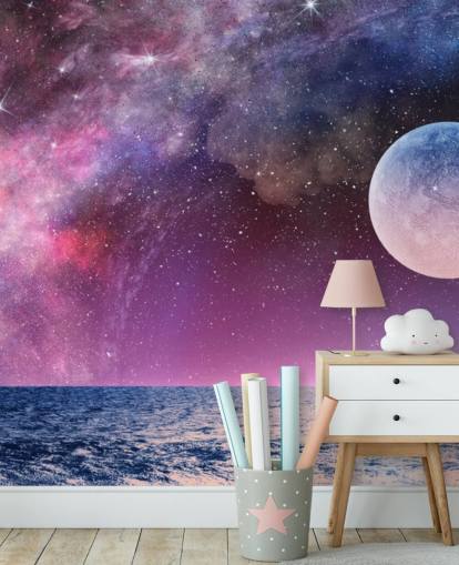 Purple Skies, Moon and Stars Wallpaper